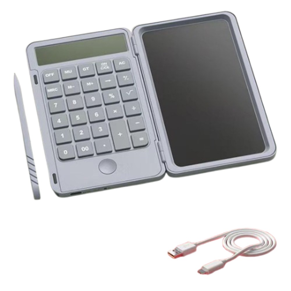 Digital Drawing Tablet - 2in1関数電卓大画面ディスプレイ消去可能オフィスLCD描画パッド折りたたみ式充電式デジタルライティングタブレット