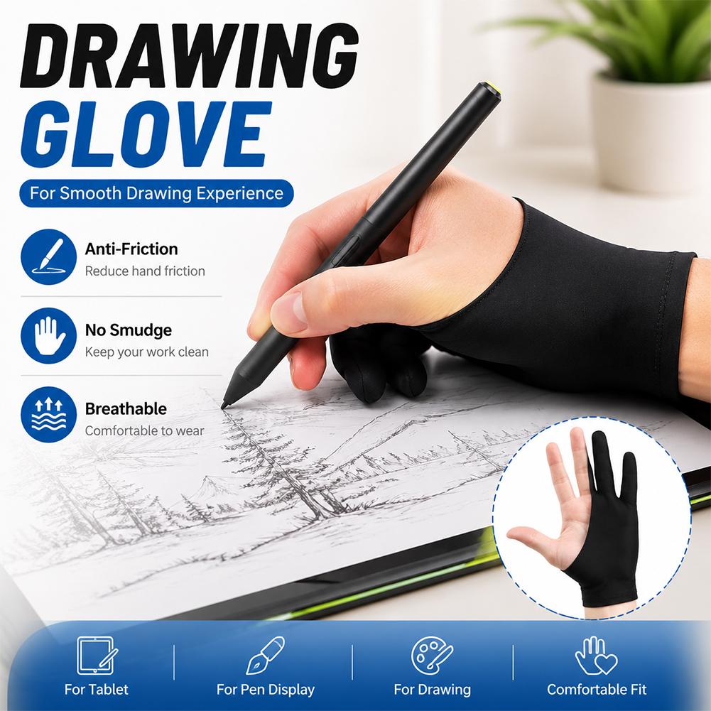 Digital Drawing Tablet - 描画用手袋 アンチタッチスクリーンアーティストグローブ 通気性のある弾性防汚手袋 デジタルペイント用ユニバーサル グラフィックタブレット用